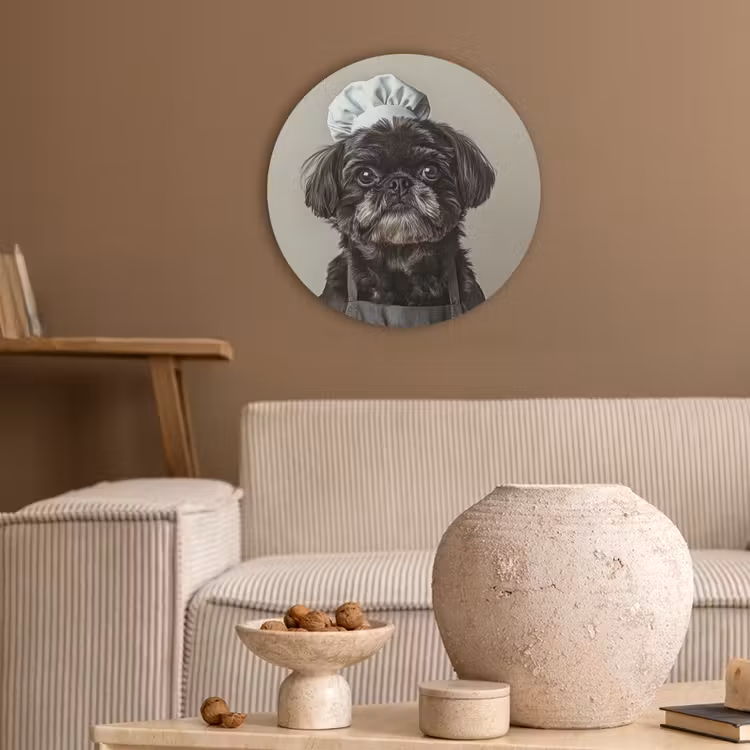Kokskleding - Zwart - Hondje Akoestische PET Vilt - Rond klein -sfeer1