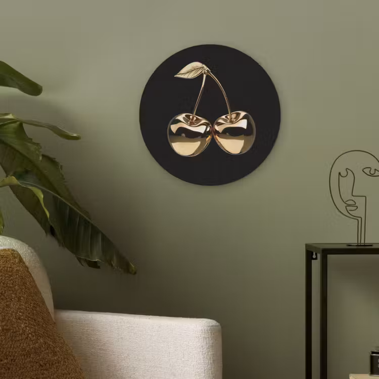 Kersen - Zwart - Goud - Chrome Akoestische PET Vilt - Rond klein -sfeer2