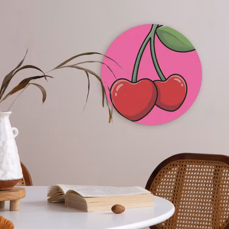 Kers - Roze - Fruit Akoestische PET Vilt - Rond klein -sfeer3