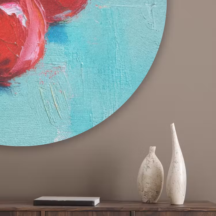Kersen - Rood - Drie - Geverfd Akoestische PET Vilt - Rond klein -sfeer5_closeup