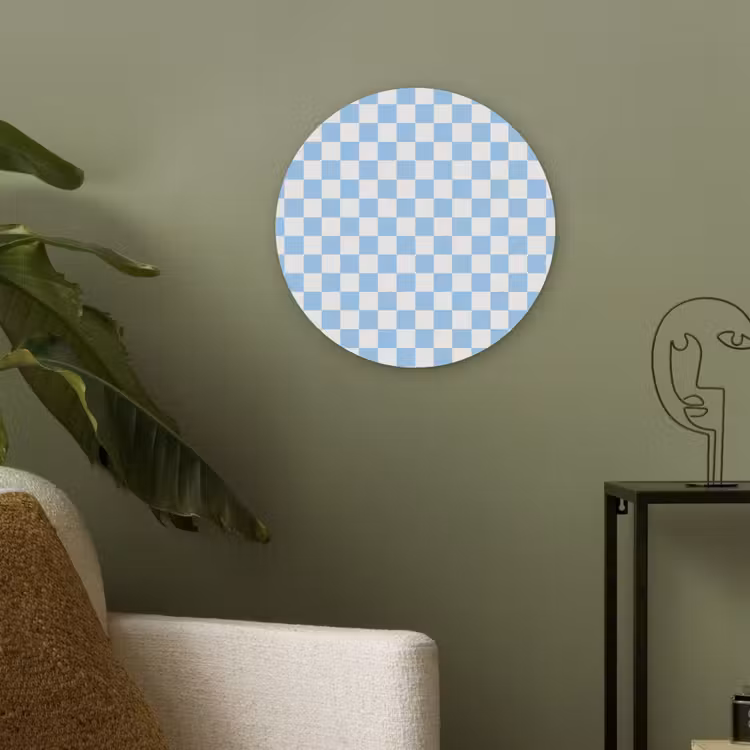 Schaakbord - Klassiek - Blauw Akoestische PET Vilt - Rond klein 838 -sfeer2