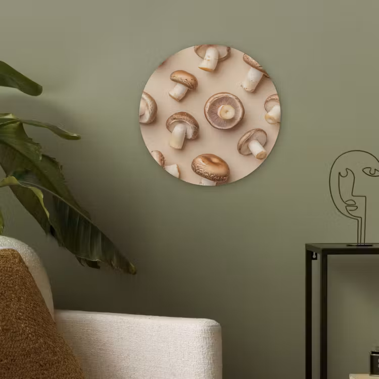 Kastanje Champignons - Beige Akoestische PET Vilt - Rond klein -sfeer2