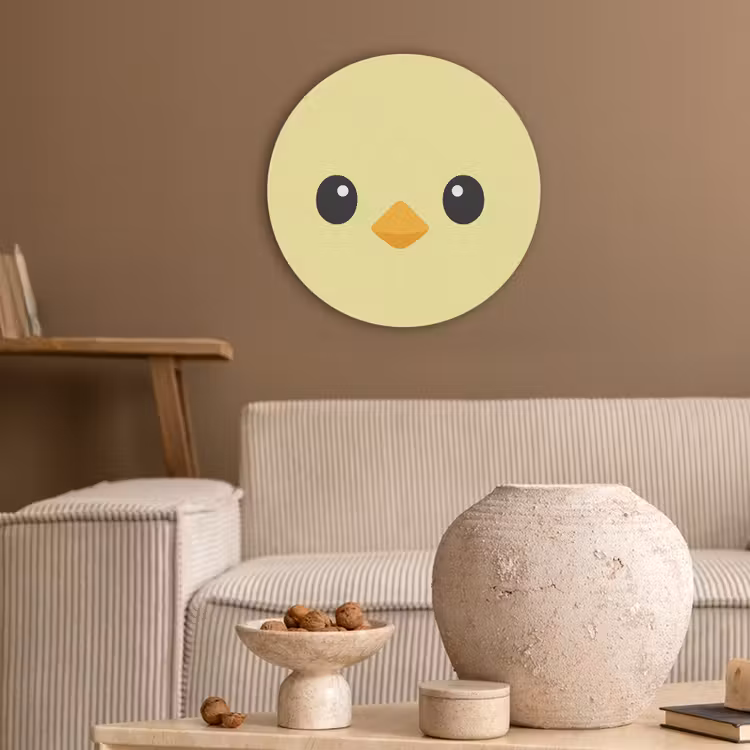 Kuiken - Vrolijk - Geel - Minimalistisch Akoestische PET Vilt - Rond klein -sfeer1