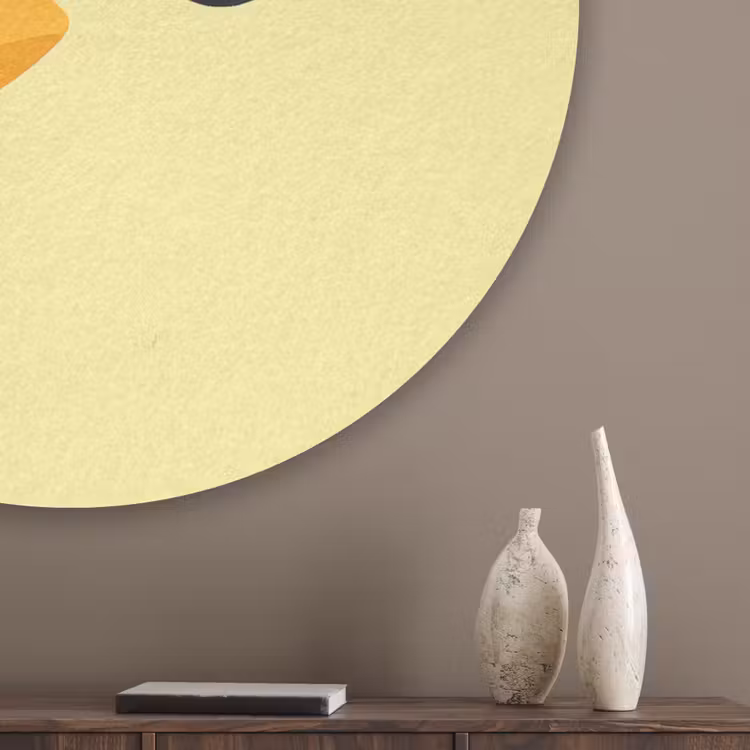 Kuiken - Vrolijk - Geel - Minimalistisch Akoestische PET Vilt - Rond klein -sfeer5_closeup