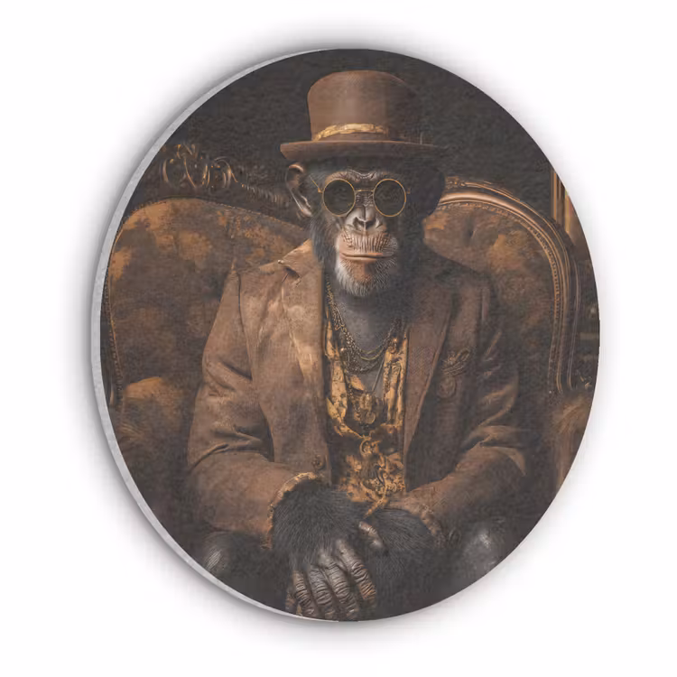 Chimpansee - Stoel - Pak - Bruin Akoestische PET Vilt - Rond klein -3d