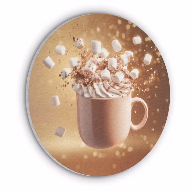 Chocomelk - Drinken - Warm - Bruin Akoestische PET Vilt - Rond klein -3d