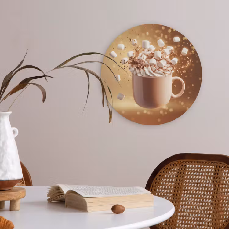 Chocomelk - Drinken - Warm - Bruin Akoestische PET Vilt - Rond klein -sfeer3