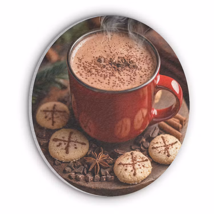 Chocolademelk - Mok - Winter - Kerst - Gezelligheid Akoestische PET Vilt - Rond klein -3d