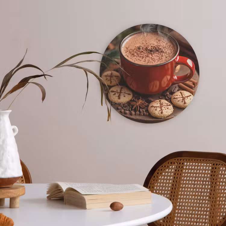 Chocolademelk - Mok - Winter - Kerst - Gezelligheid Akoestische PET Vilt - Rond klein -sfeer3