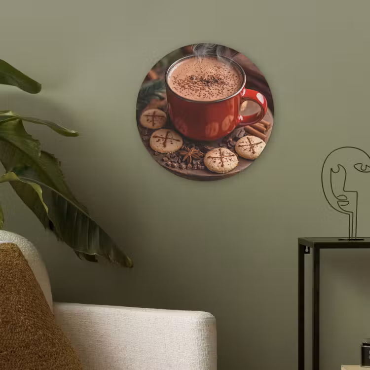 Chocolademelk - Mok - Winter - Kerst - Gezelligheid Akoestische PET Vilt - Rond klein -sfeer2