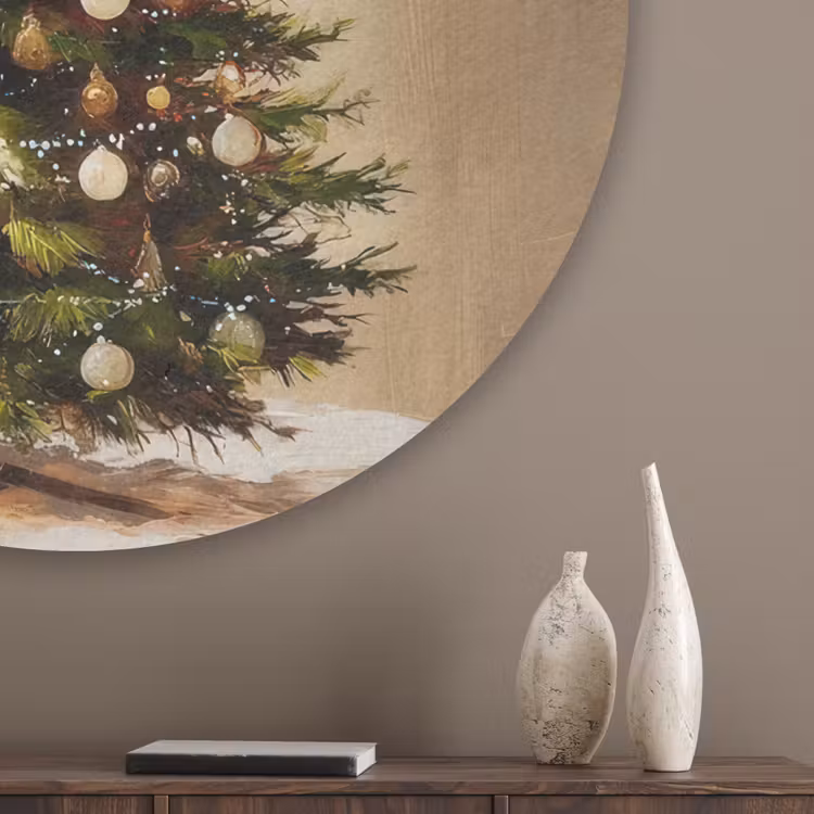 Kerst - Sfeer - Groen Akoestische PET Vilt - Rond klein -sfeer5_closeup