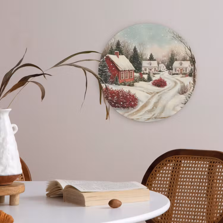 Kerstsfeer - Landelijk - Rood Akoestische PET Vilt - Rond klein -sfeer3