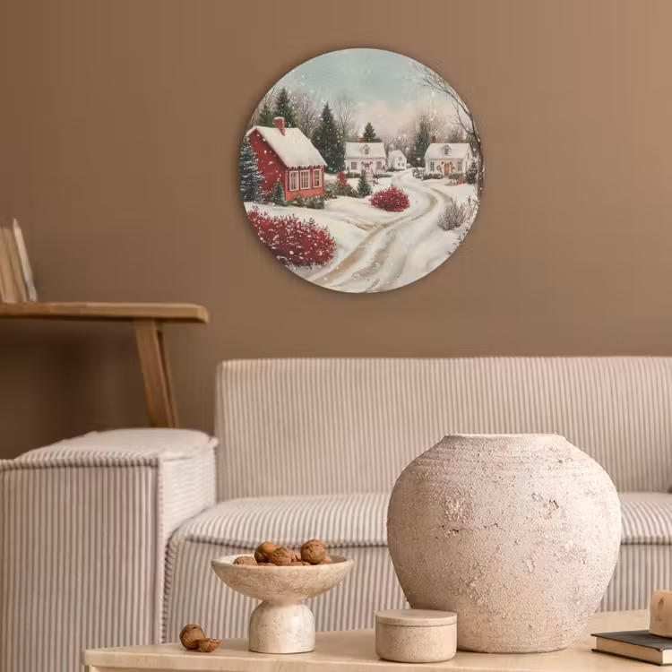 Kerstsfeer - Landelijk - Rood Akoestische PET Vilt - Rond klein -sfeer1