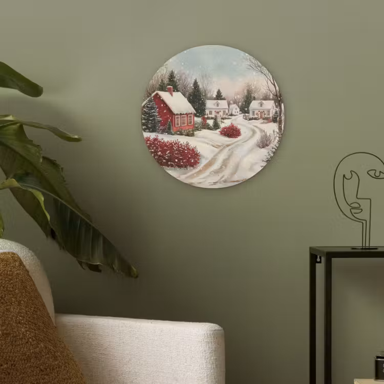 Kerstsfeer - Landelijk - Rood Akoestische PET Vilt - Rond klein -sfeer2