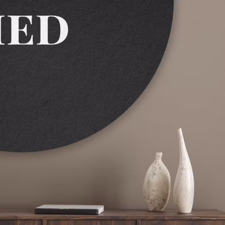Kerst - Zwart - Wit - Quote - Grappig Akoestische PET Vilt - Rond klein -sfeer5_closeup
