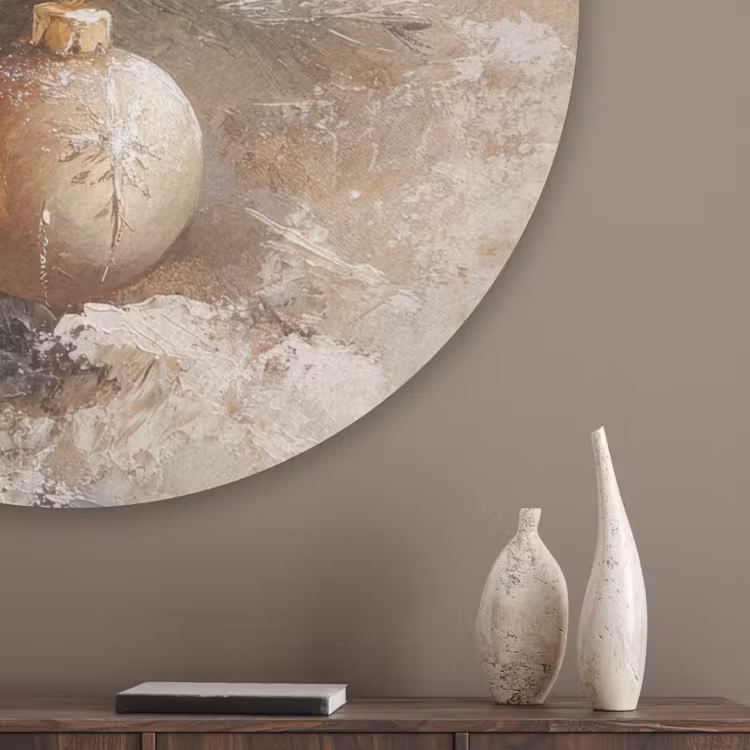 Kerst - Kerstballen - Beige - Goud Akoestische PET Vilt - Rond klein -sfeer5_closeup