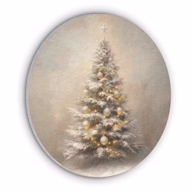 Kerst - kerstboom - Sneeuw - Art Akoestische PET Vilt - Rond klein -3d
