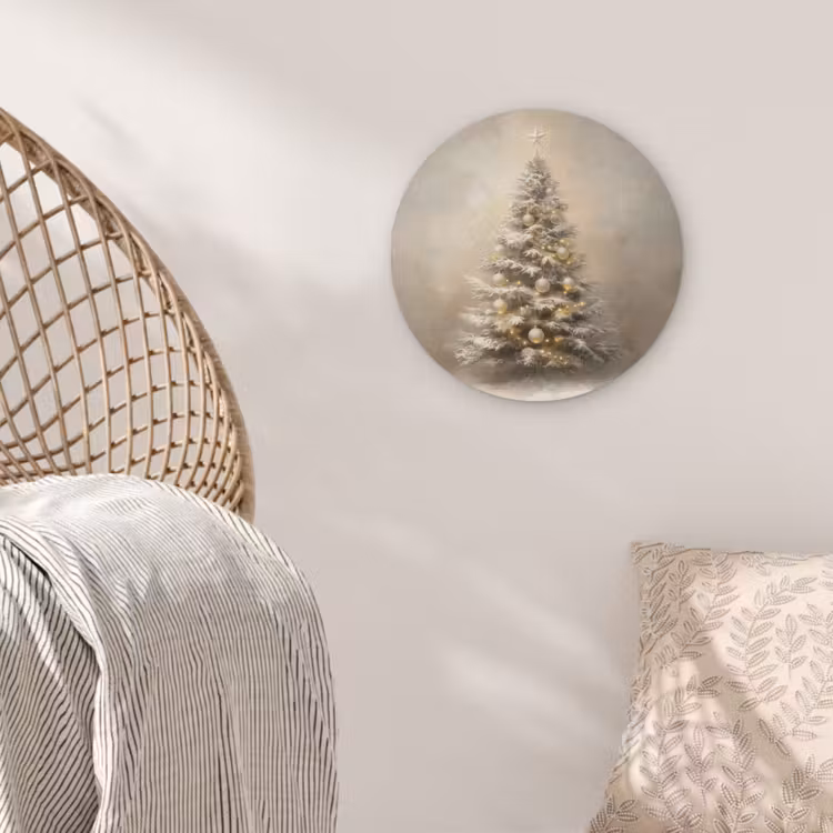 Kerst - kerstboom - Sneeuw - Art Akoestische PET Vilt - Rond klein -sfeer4