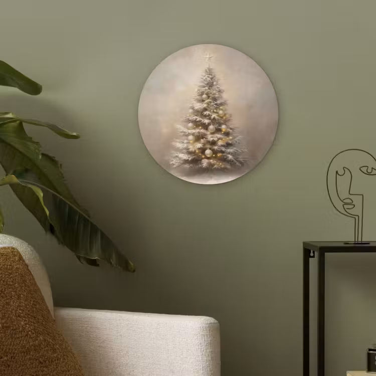 Kerst - kerstboom - Sneeuw - Art Akoestische PET Vilt - Rond klein -sfeer2