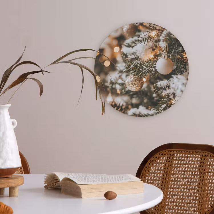 Kerst - Kerstboom - Winter - Binnen - Sneeuw Akoestische PET Vilt - Rond klein -sfeer3