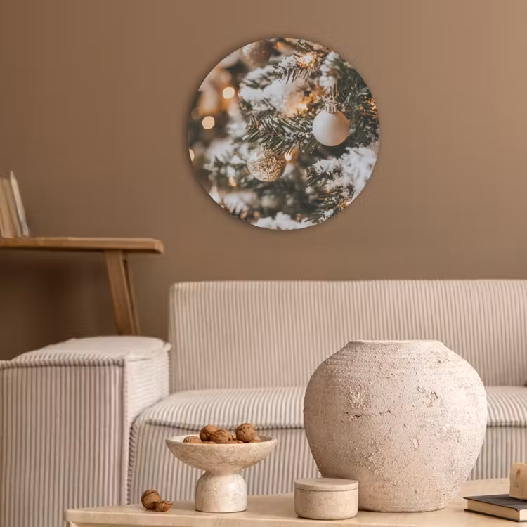 Kerst - Kerstboom - Winter - Binnen - Sneeuw Akoestische PET Vilt - Rond klein -sfeer1