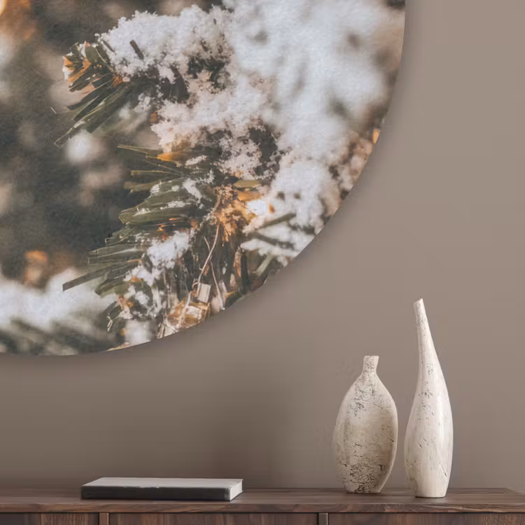 Kerst - Kerstboom - Winter - Binnen - Sneeuw Akoestische PET Vilt - Rond klein -sfeer5_closeup