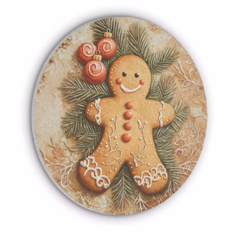 Kerstmis - Koekje - Poppetje - Speculaas Akoestische PET Vilt - Rond klein -3d
