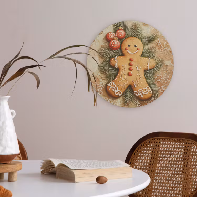 Kerstmis - Koekje - Poppetje - Speculaas Akoestische PET Vilt - Rond klein -sfeer3