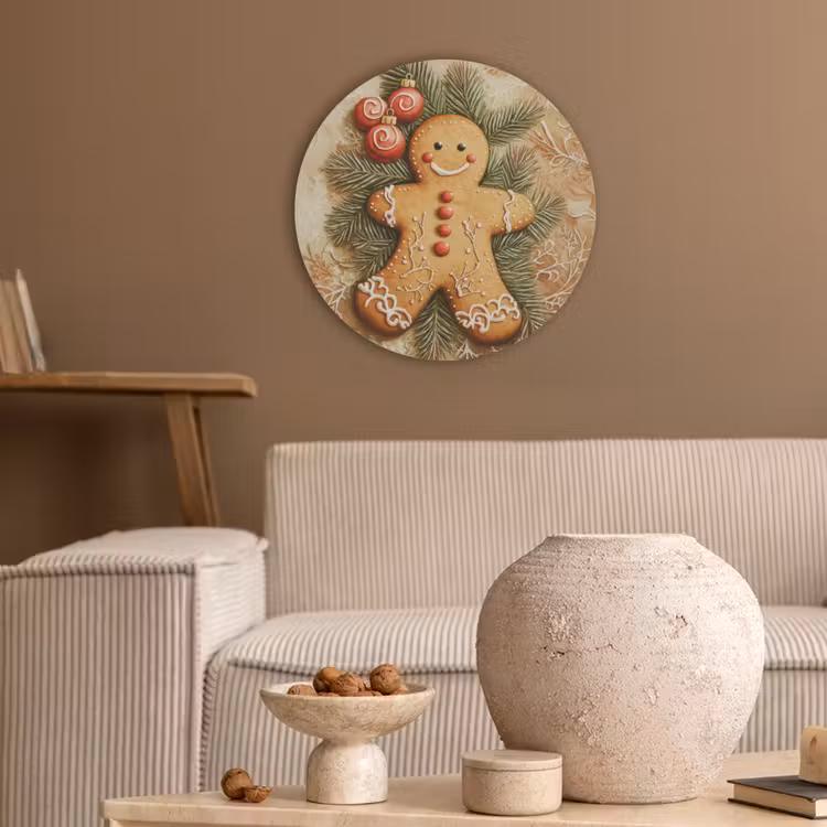 Kerstmis - Koekje - Poppetje - Speculaas Akoestische PET Vilt - Rond klein -sfeer1