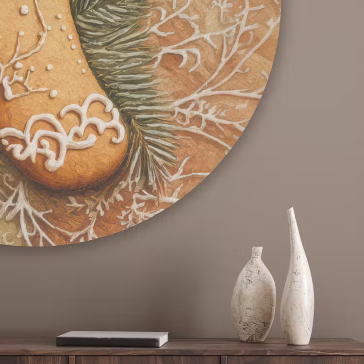 Kerstmis - Koekje - Poppetje - Speculaas Akoestische PET Vilt - Rond klein -sfeer5_closeup