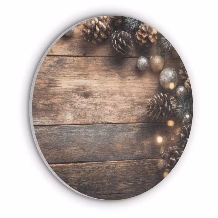 Kersthoekdecoratie - Dennenappels - Lichtjes Akoestische PET Vilt - Rond klein -3d
