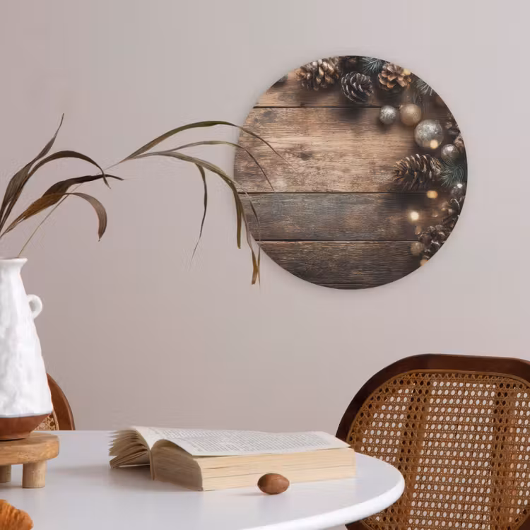 Kersthoekdecoratie - Dennenappels - Lichtjes Akoestische PET Vilt - Rond klein -sfeer3