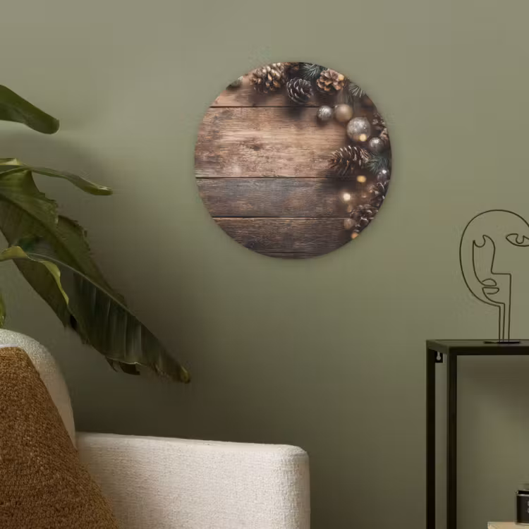 Kersthoekdecoratie - Dennenappels - Lichtjes Akoestische PET Vilt - Rond klein -sfeer2