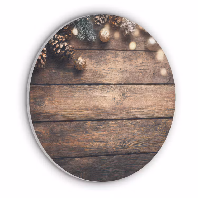 Kerstdecoratie - Houten - Dennenappel - Bruin Akoestische PET Vilt - Rond klein -3d