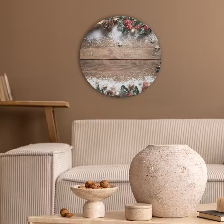 Kerstdecoratie - Geschenken - Hout - Veelkleurig Akoestische PET Vilt - Rond klein -sfeer1