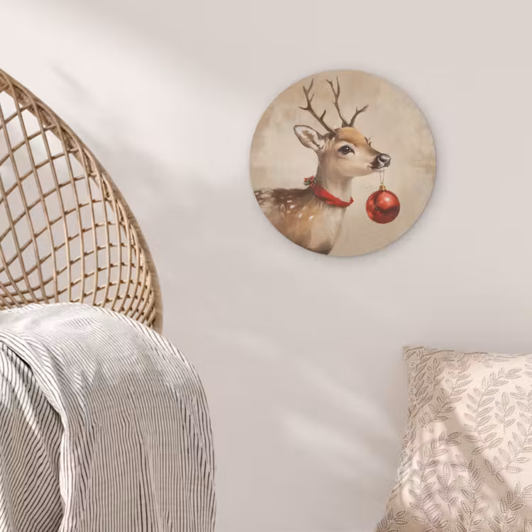 Kerst - Hert - Gewei - Kerstbal - Rendier Akoestische PET Vilt - Rond klein -sfeer4