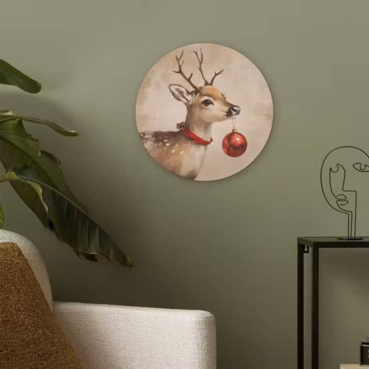 Kerst - Hert - Gewei - Kerstbal - Rendier Akoestische PET Vilt - Rond klein -sfeer2