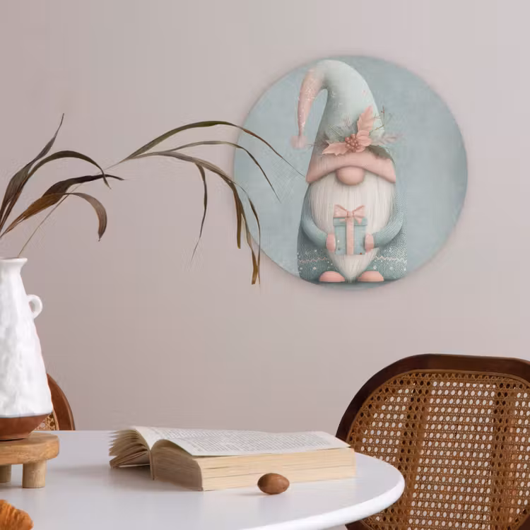 Kerstgnome - Cadeau - Groen Akoestische PET Vilt - Rond klein -sfeer3
