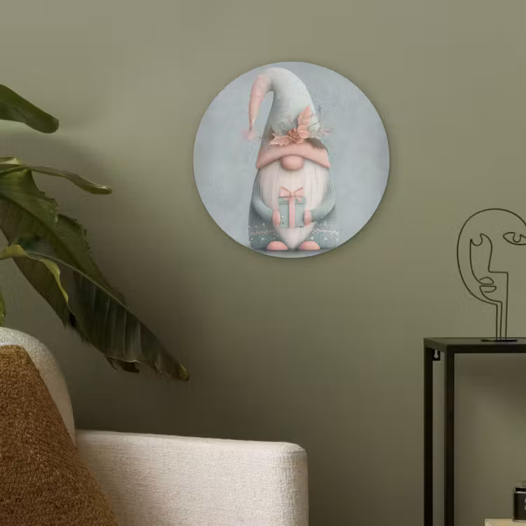Kerstgnome - Cadeau - Groen Akoestische PET Vilt - Rond klein -sfeer2