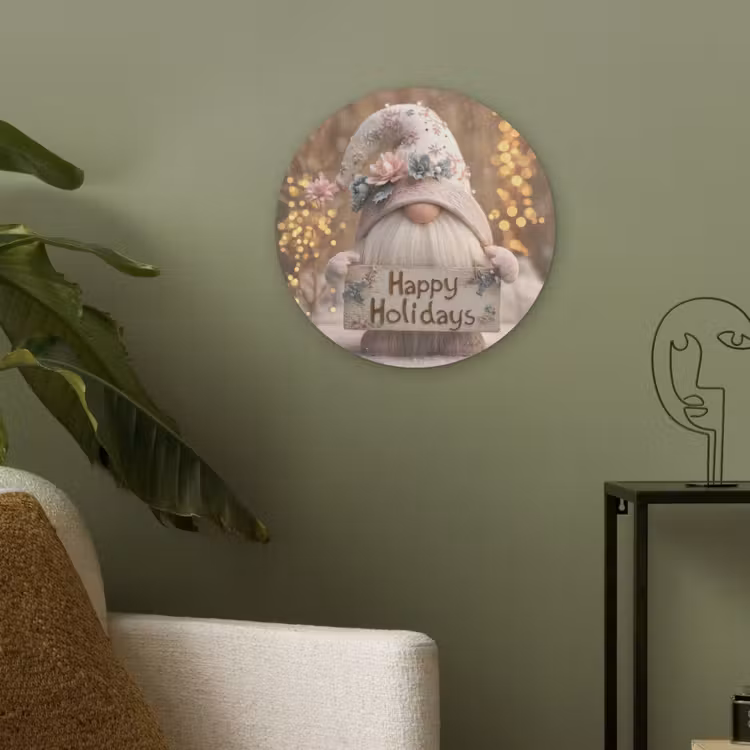 Kerst - Gnome - Bord - Kleurrijk Akoestische PET Vilt - Rond klein -sfeer2