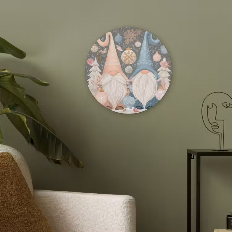 Kerst - Gnomen - Pastel Akoestische PET Vilt - Rond klein -sfeer2