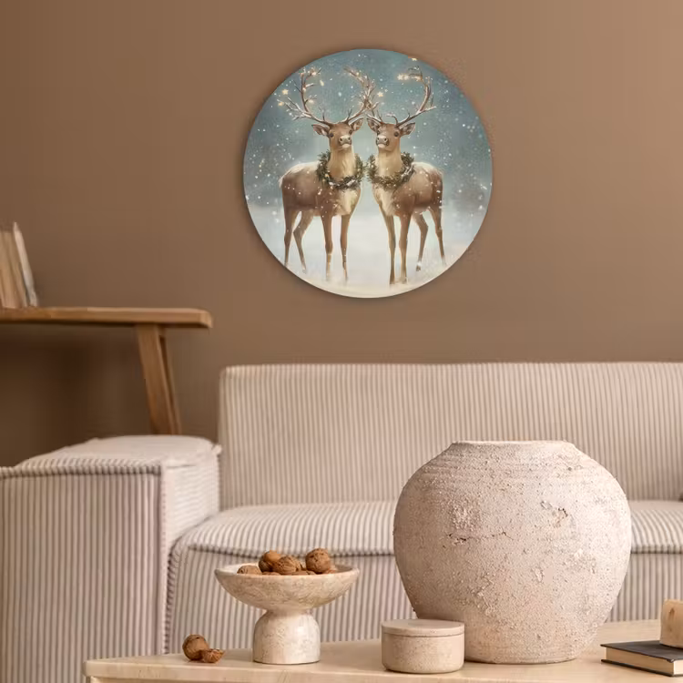 Kerstmagie - Winterwoud - Rendier Akoestische PET Vilt - Rond klein -sfeer1