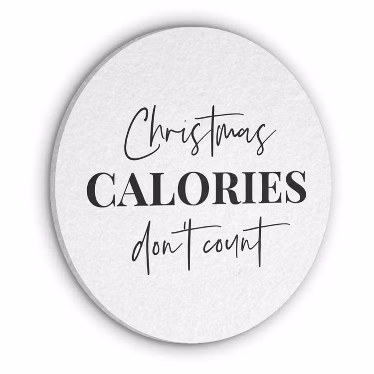 Kerst quote - Winter - Christmas calories - Wit Akoestische PET Vilt - Rond klein -3d