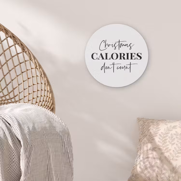 Kerst quote - Winter - Christmas calories - Wit Akoestische PET Vilt - Rond klein -sfeer4