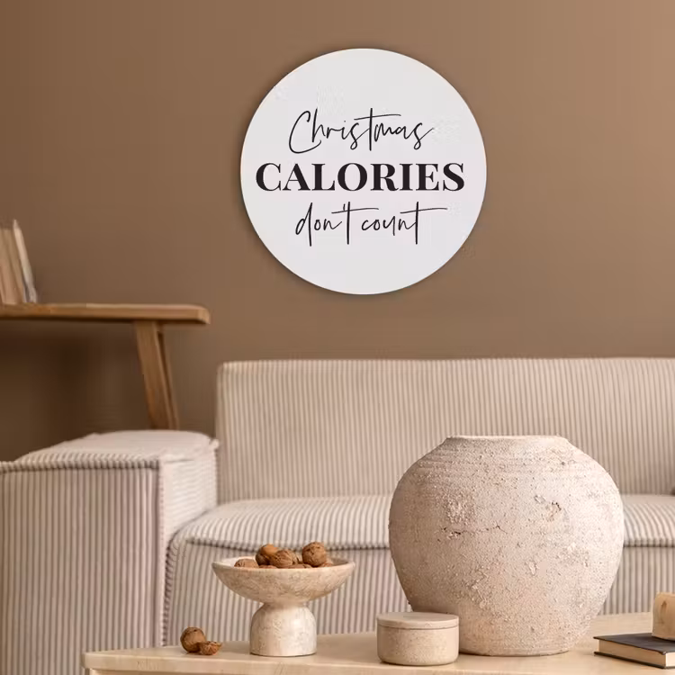 Kerst quote - Winter - Christmas calories - Wit Akoestische PET Vilt - Rond klein -sfeer1