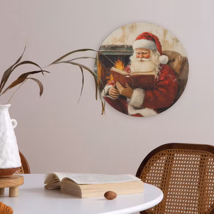 Kerst - Kerstman - Winter - Open Haard Akoestische PET Vilt - Rond klein -sfeer3