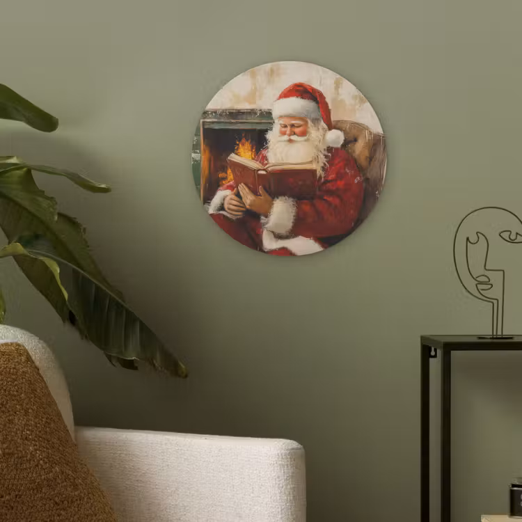 Kerst - Kerstman - Winter - Open Haard Akoestische PET Vilt - Rond klein -sfeer2