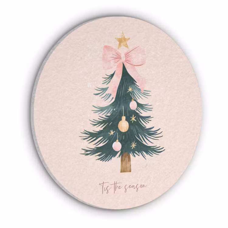 Christmas Season - Kerst - Kerstboom - Roze Akoestische PET Vilt - Rond klein -3d