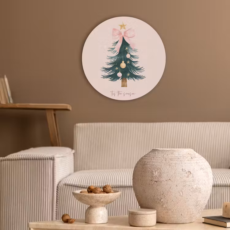 Christmas Season - Kerst - Kerstboom - Roze Akoestische PET Vilt - Rond klein -sfeer1