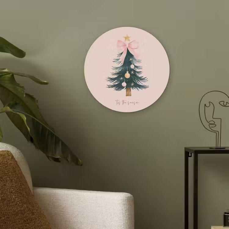 Christmas Season - Kerst - Kerstboom - Roze Akoestische PET Vilt - Rond klein -sfeer2